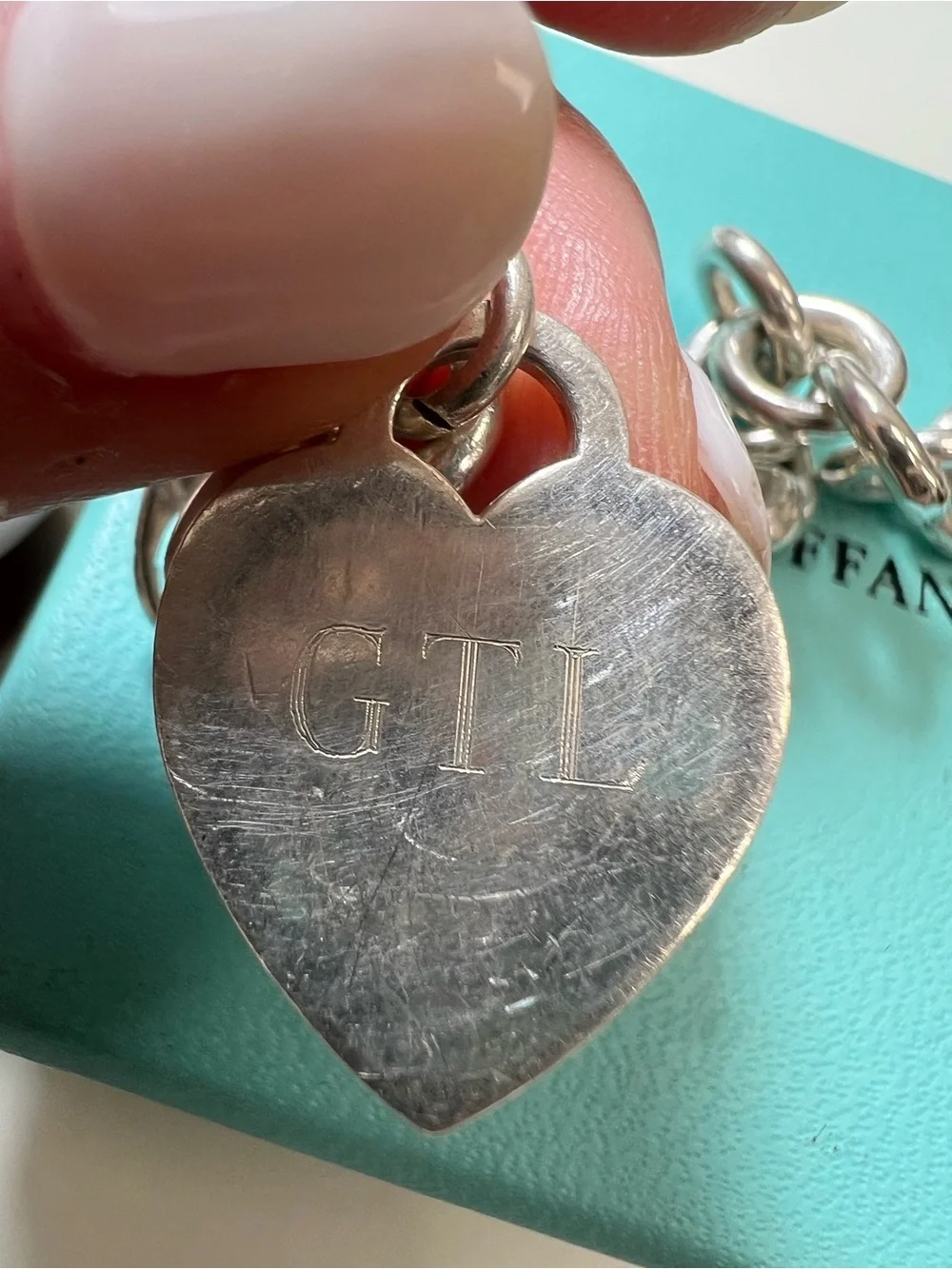 Tiffany & Co. Silver Heart Tag Charm Bracelet - Classic Sterling Link